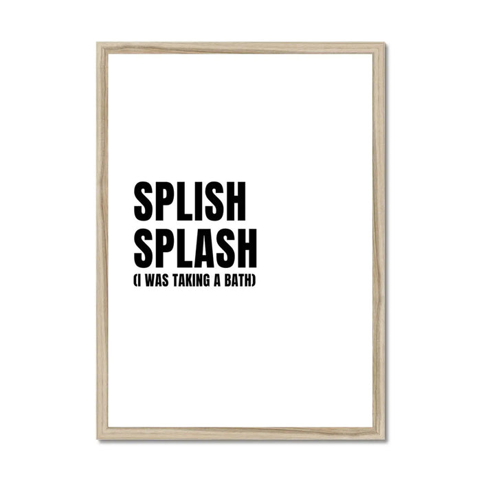 Splish Splash - White Bathroom Word Art Print - Framed Bathroom Wall Art