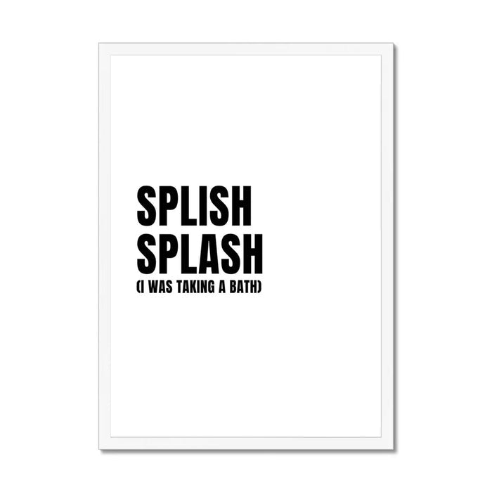 Splish Splash - White Bathroom Word Art Print - Framed Bathroom Wall Art