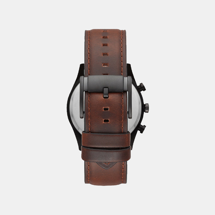 Sullivan Men Quartz Black Dial Multi-Function Leather Watch BQ2457