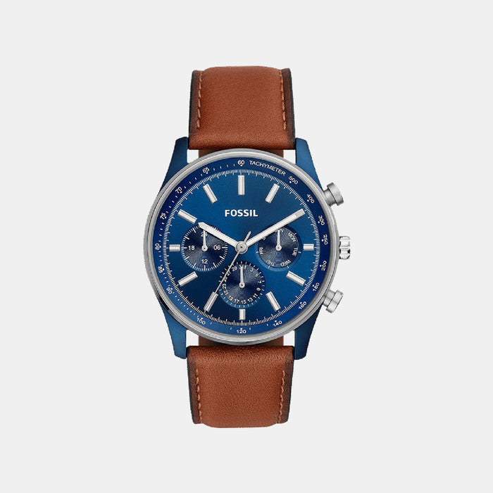 Sullivan Men Quartz Blue Dial Multi-Function Leather Watch BQ2512