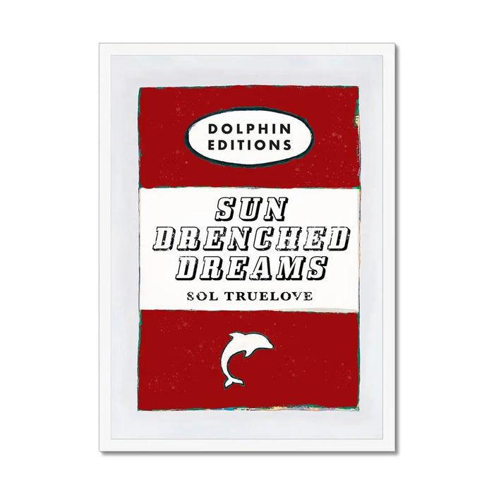 Book cover art print titled "Sun Drenched Dreams" in red. It's framed and would make a lovely addition to any space.