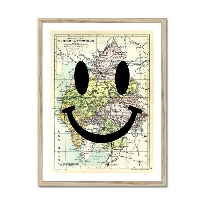 The Lakes Makes Me Happy (Lakes District Map) Vintage Map Art - Framed - Beach House Art