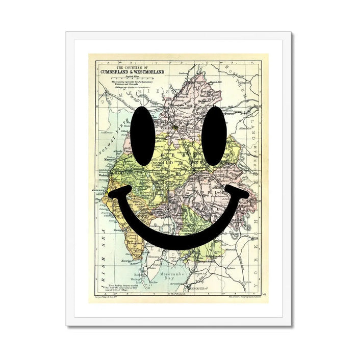 The Lakes Makes Me Happy (Lakes District Map) Vintage Map Art - Framed - Beach House Art