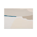 Abstract art piece with geometric shapes in beige, white, and blue on a beige background