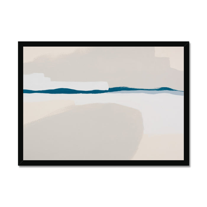 Framed abstract art with wavy lines on a white background