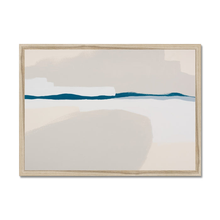 Framed abstract art with wavy lines on a white background