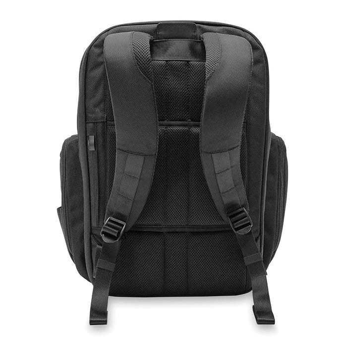 Briggs & Riley Baseline 2 travel backpack in black, featuring spacious compartments and ergonomic design for comfort.