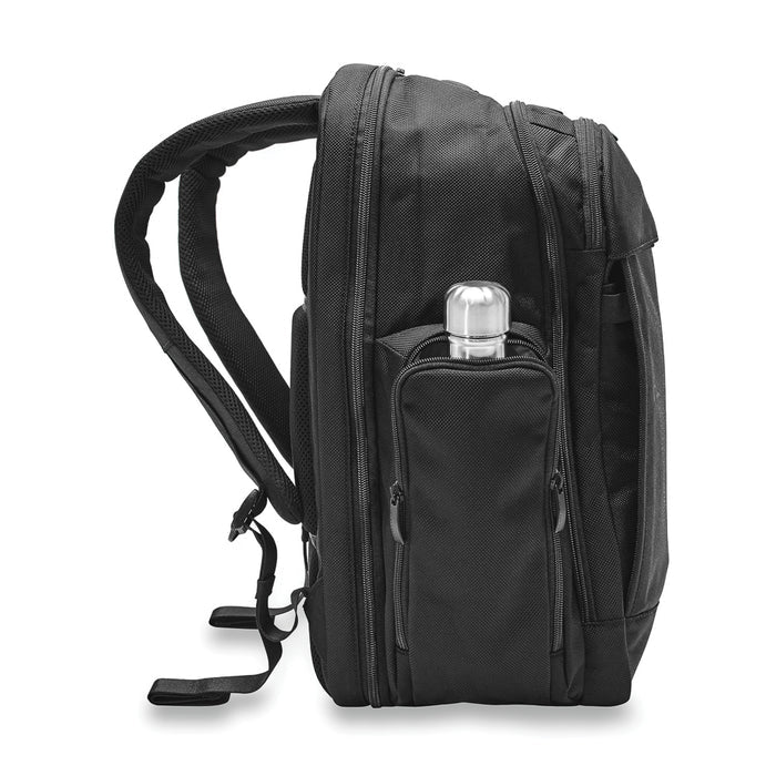 Briggs & Riley Baseline 2 travel backpack in black, featuring spacious compartments and ergonomic design for comfortable travel.