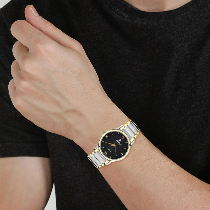 Trendline Men Quartz Black Dial Analog Stainless Steel Watch TW000R425