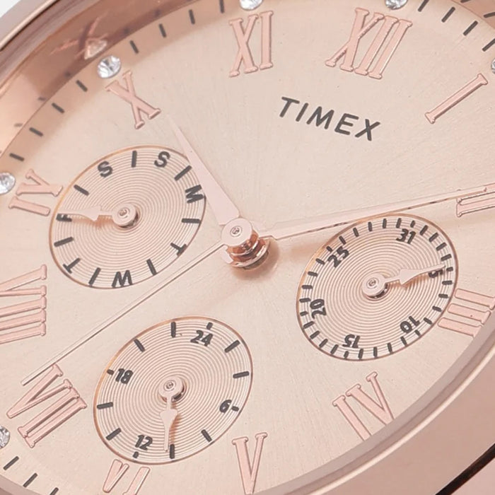 Trendline Women Quartz Rose Gold Dial Multi-Function Stainless Steel Watch TW000Q810
