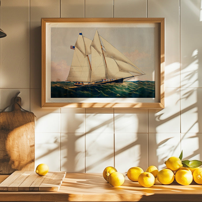 Vintage Ship Print | Henrietta Sailing Yacht Art Print - Framed