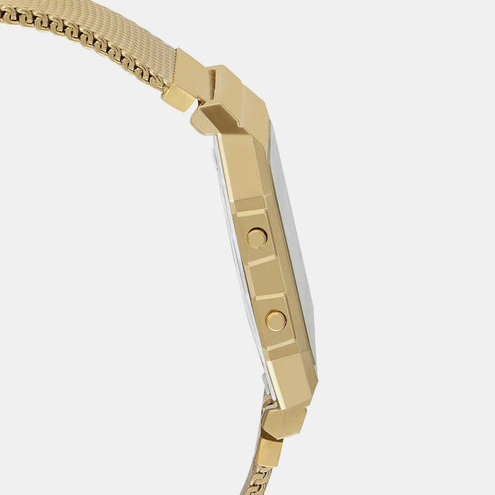 Vintage Unisex Quartz Gold Dial Digital Mesh Watch D171