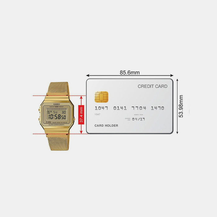 Vintage Unisex Quartz Gold Dial Digital Mesh Watch D171