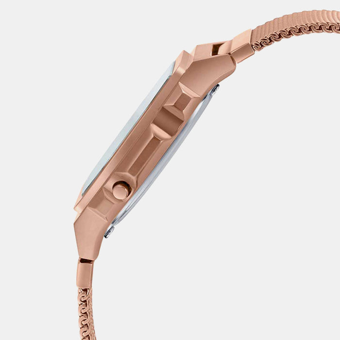 Vintage Unisex Quartz Rose Gold Dial Digital Mesh Watch D196