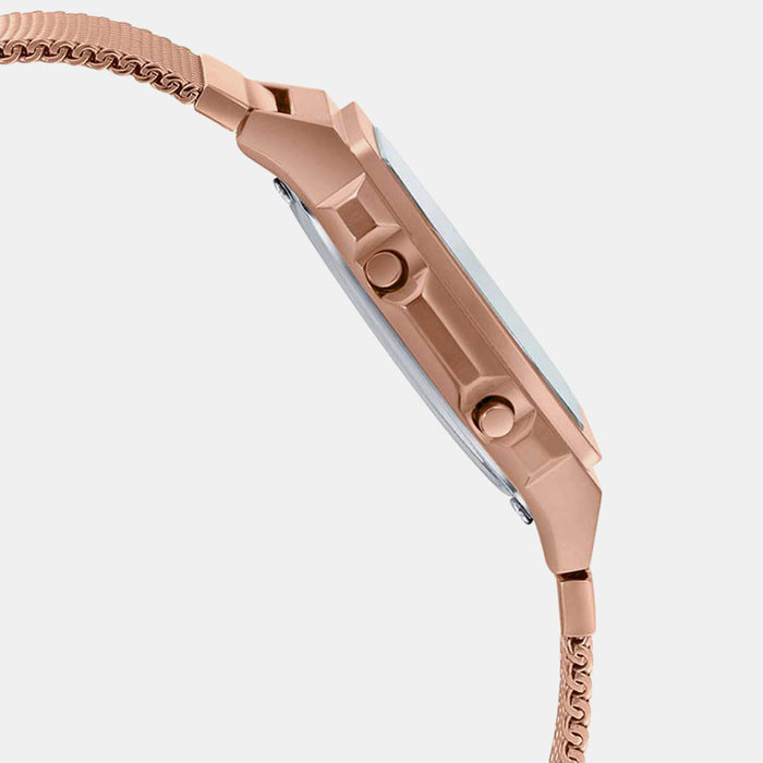 Vintage Unisex Quartz Rose Gold Dial Digital Mesh Watch D196