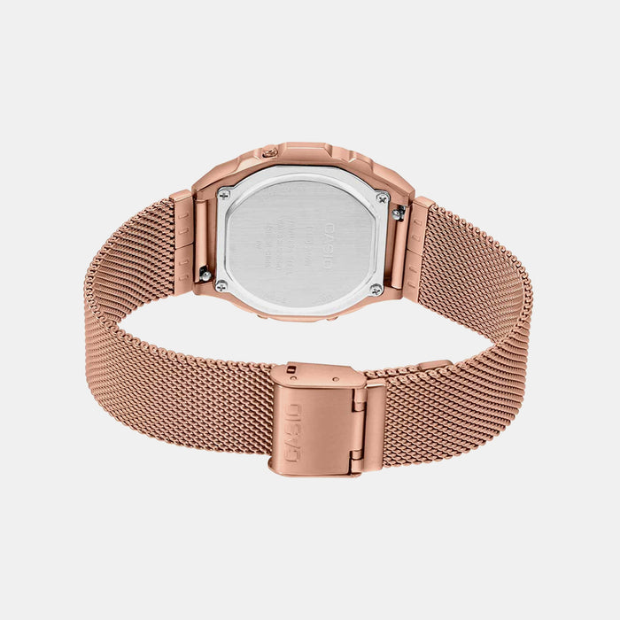 Vintage Unisex Quartz Rose Gold Dial Digital Mesh Watch D196