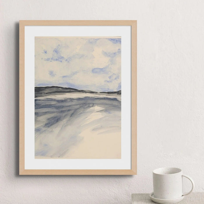 Watercolour Bay Seascape Print | Modern Coastal Painting - Unframed Beach Art Print