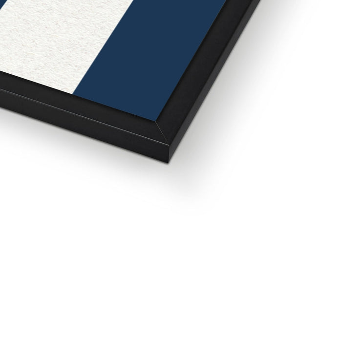 Close-up of a framed artwork with a black frame on a white background