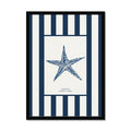 Watercolour Starfish Painting on Navy Stripe Print