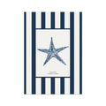 Nautical-themed product with blue starfish design on a white background with navy stripes