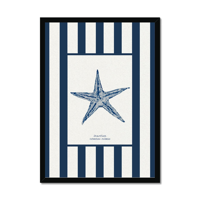 Watercolour Starfish Painting on Navy Stripe Print