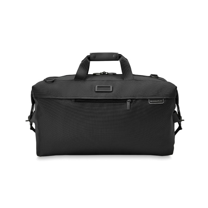 Briggs & Riley Baseline 2 Weekender Duffle in black, showcasing spacious design and durable fabric for travel.