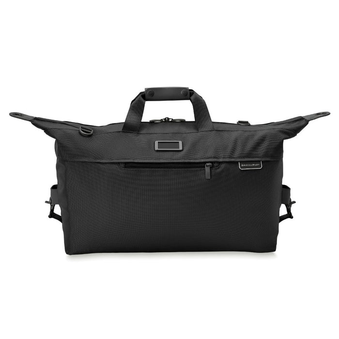 Briggs & Riley Baseline 2 Weekender Duffle in black, showcasing spacious main compartment and sleek design.