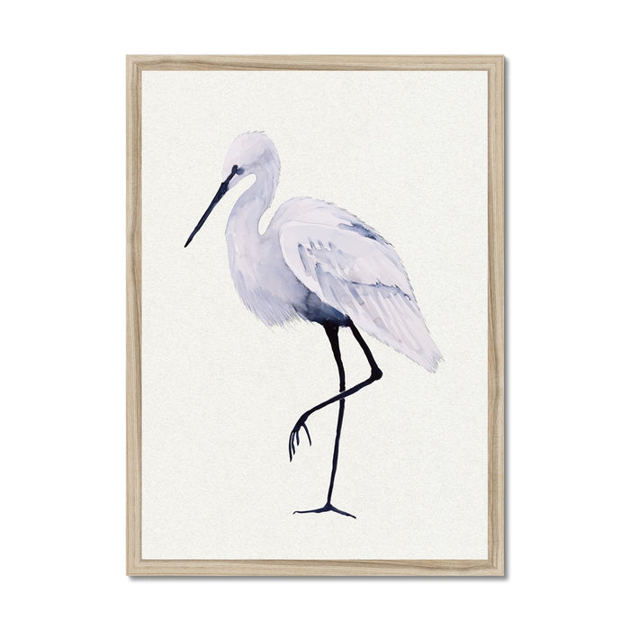 Framed artwork of a stylised bird on a white background
