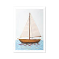 Sailboat painting on water with a white background