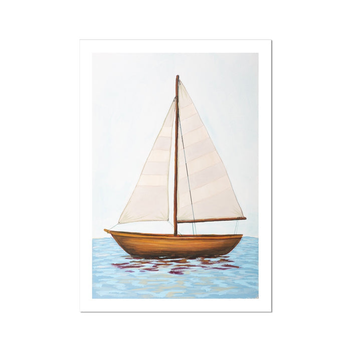 Sailboat painting on water with a white background