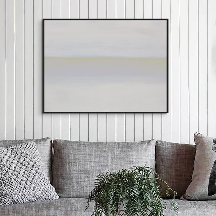 White Sea Painting | Minimal Abstract Coastal Painting Art Print - Framed Canvas