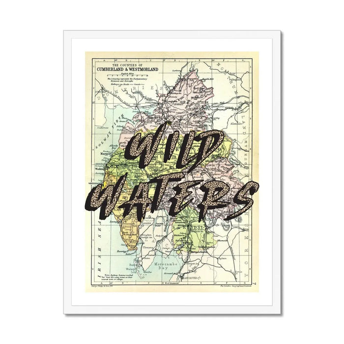 Wild Waters (Lake District Map) Vintage Map Art - Framed - Beach House Art