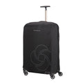 Black XL luggage cover by Samsonite, designed to protect and fit large suitcases with a sleek, stretchy design.