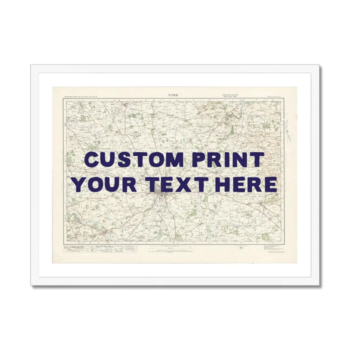 York Personalised Map Print | Custom Map of York | Navy Hand Drawn Font - Framed Wall Art