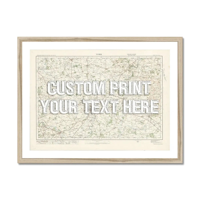 York Personalised Map Print | Map of York | White Vintage Font - Framed Map Print
