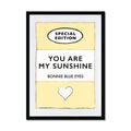 Beach House Art | You Are My Sunshine | Lyric Book Cover Art Print in black frame