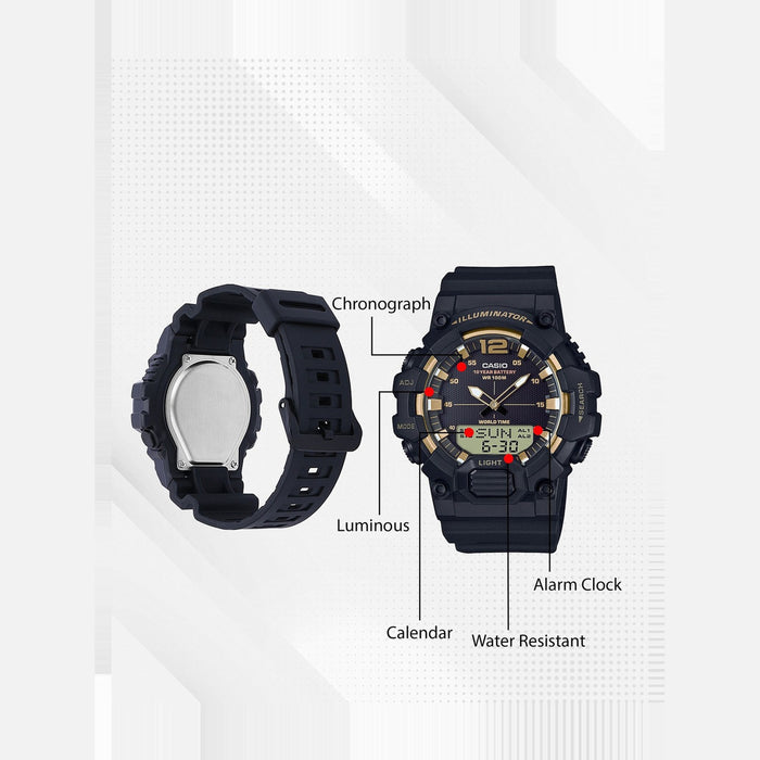 Youth Men Quartz Black Dial Analog-Digital Resin Watch D156